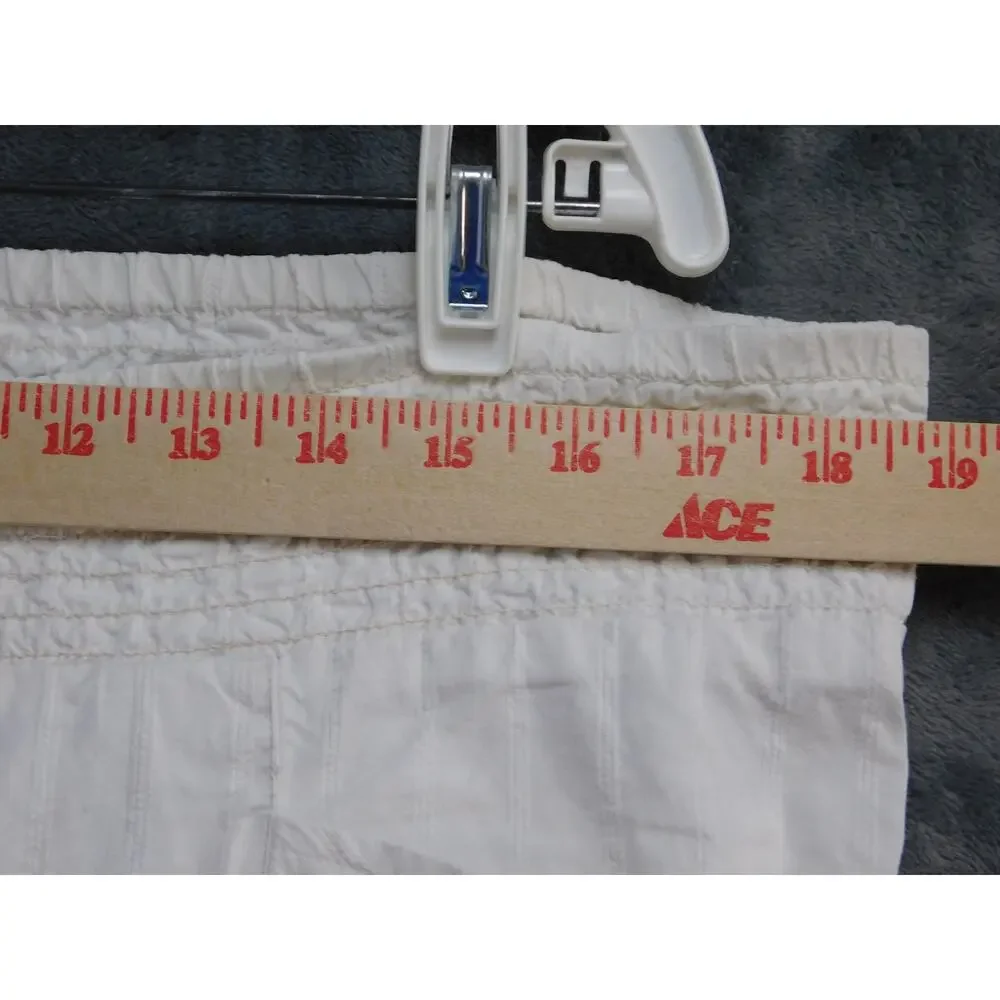 BC Clothing Men’s L White Linen Elastic Waist Drawstring Flared Leg Pants